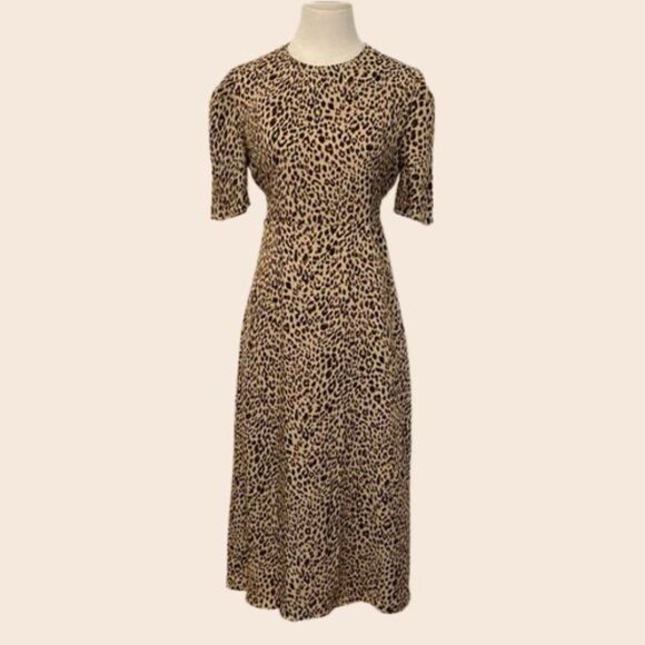 Showroom Leopard Print Tie Back Midi Dress Size Large - Picture 1 of 14